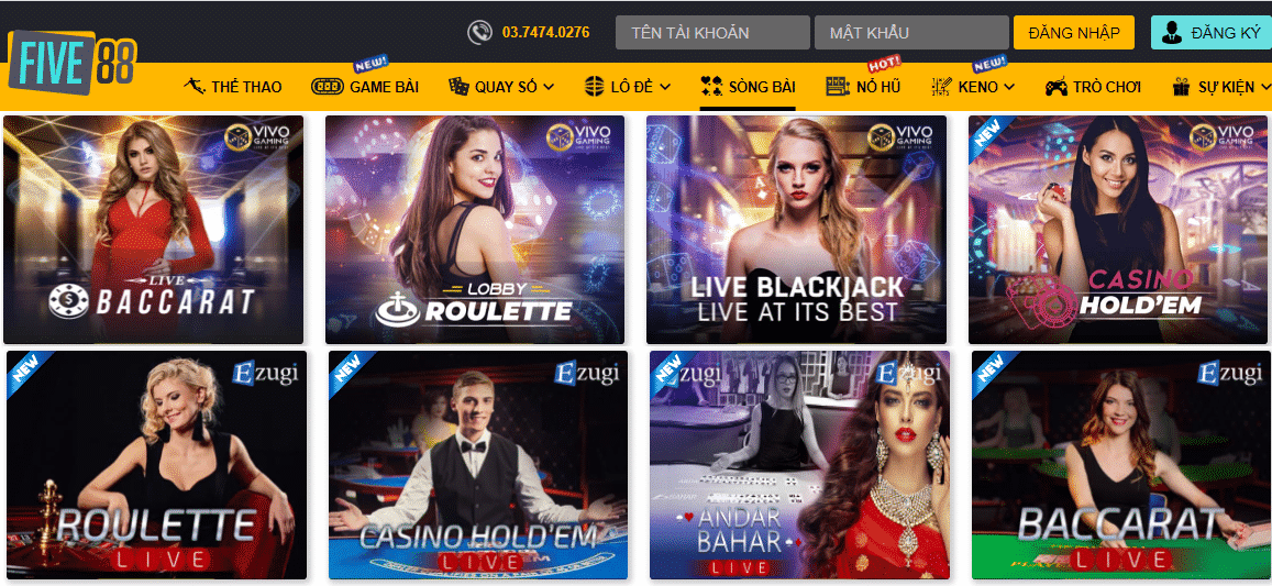 Five88 casino – Sòng bài trực tuyến đẳng cấp châu Á